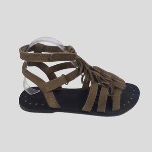 New Musse and Cloud Brown Suede Strappy Fringe Flat Sandals Size 9 US EU 40